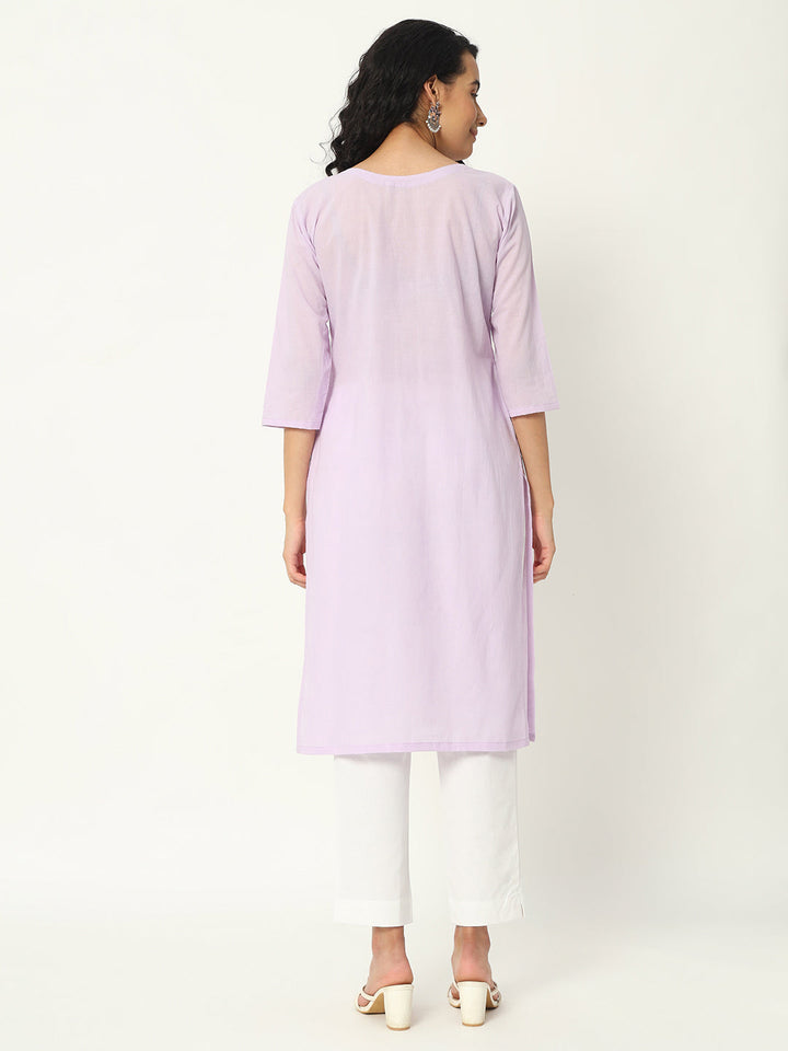 Lilac Cotton Pintuck Long Kurta - SKYTICK