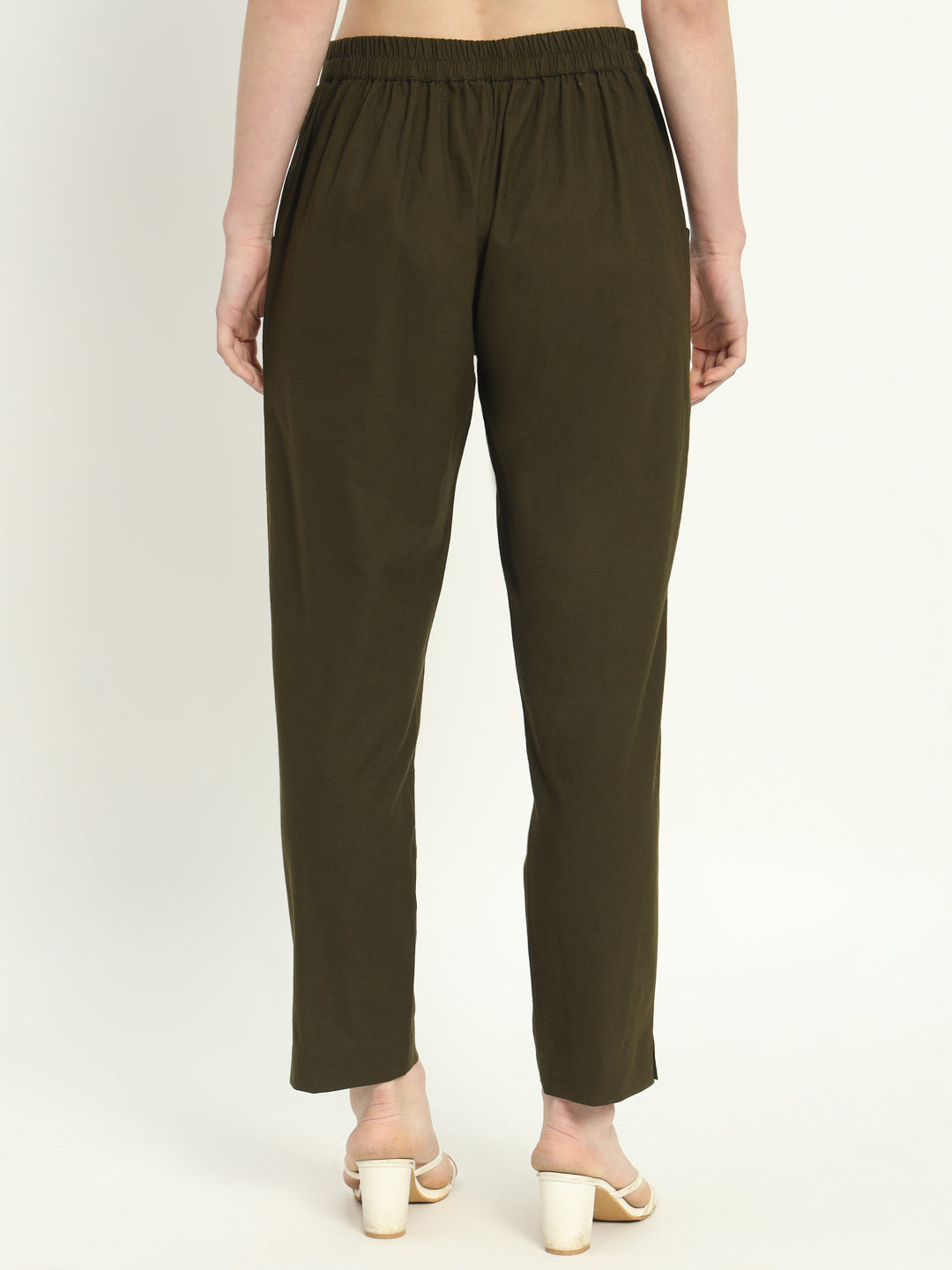 OLIVE GREEN COTTON PANTS - SKYTICK