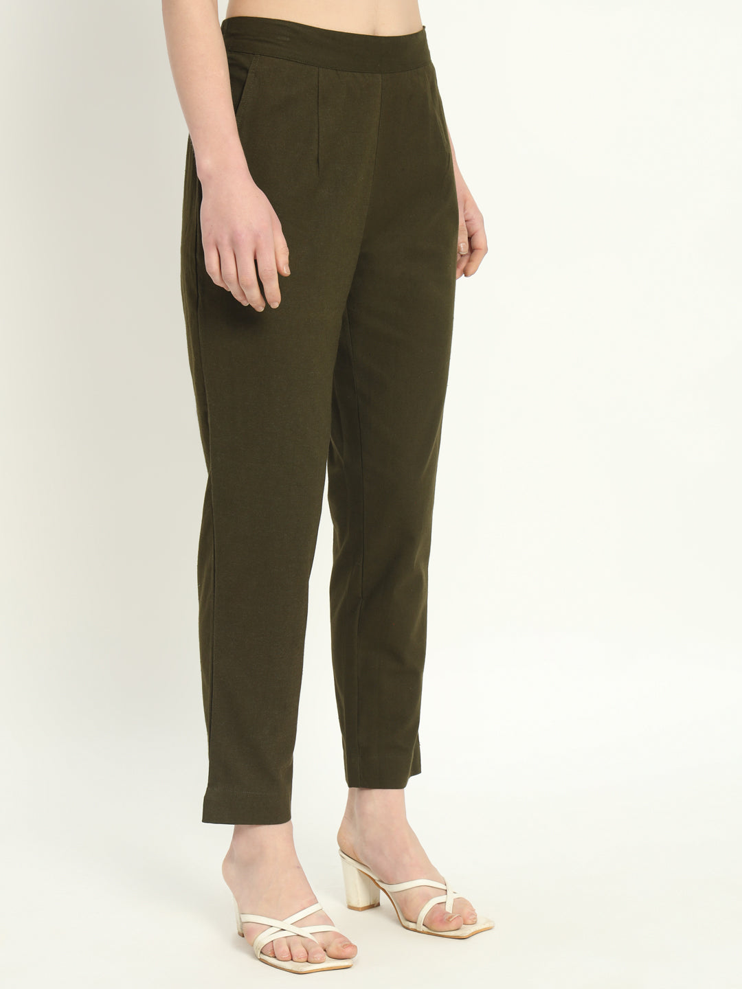 OLIVE GREEN COTTON PANTS - SKYTICK