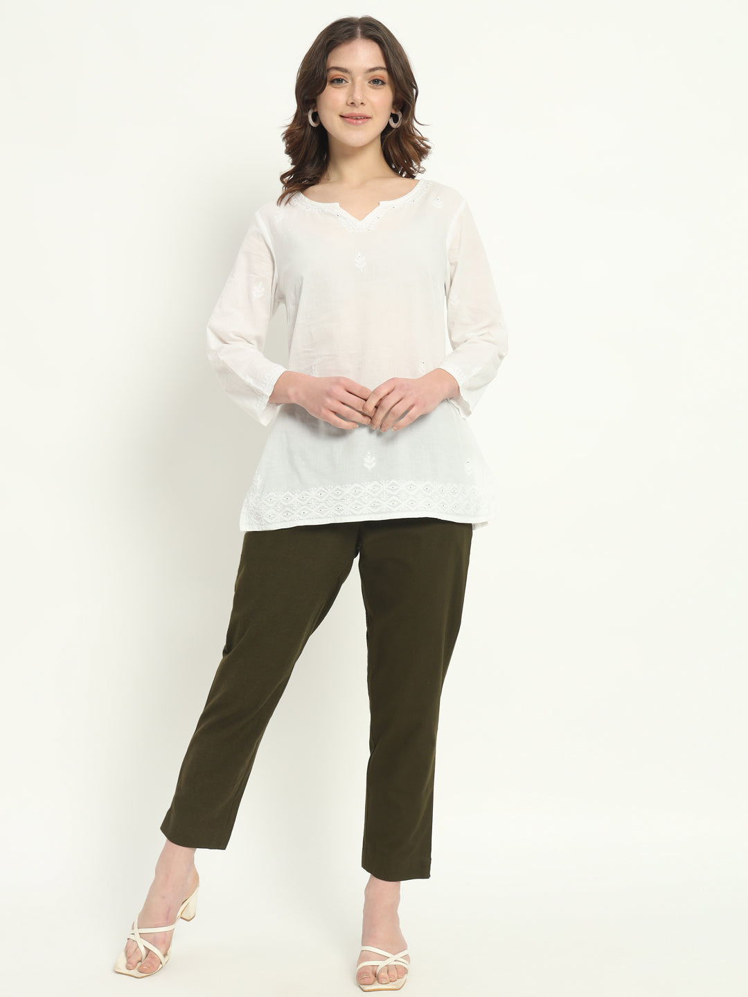 OLIVE GREEN COTTON PANTS - SKYTICK