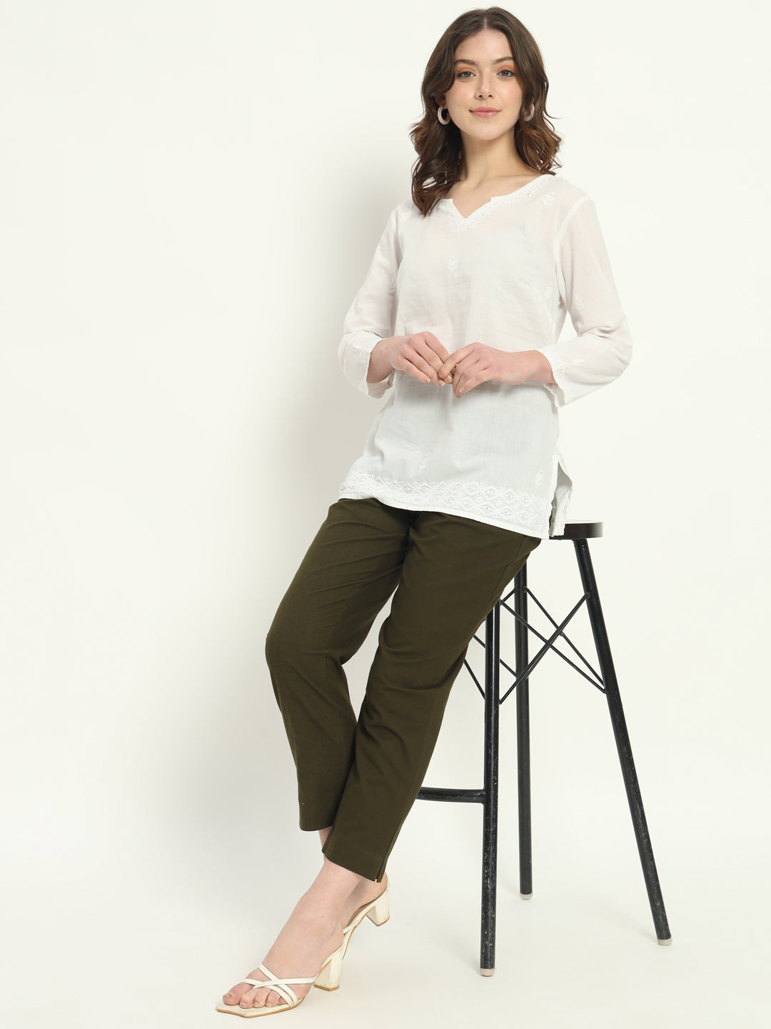 OLIVE GREEN COTTON PANTS - SKYTICK
