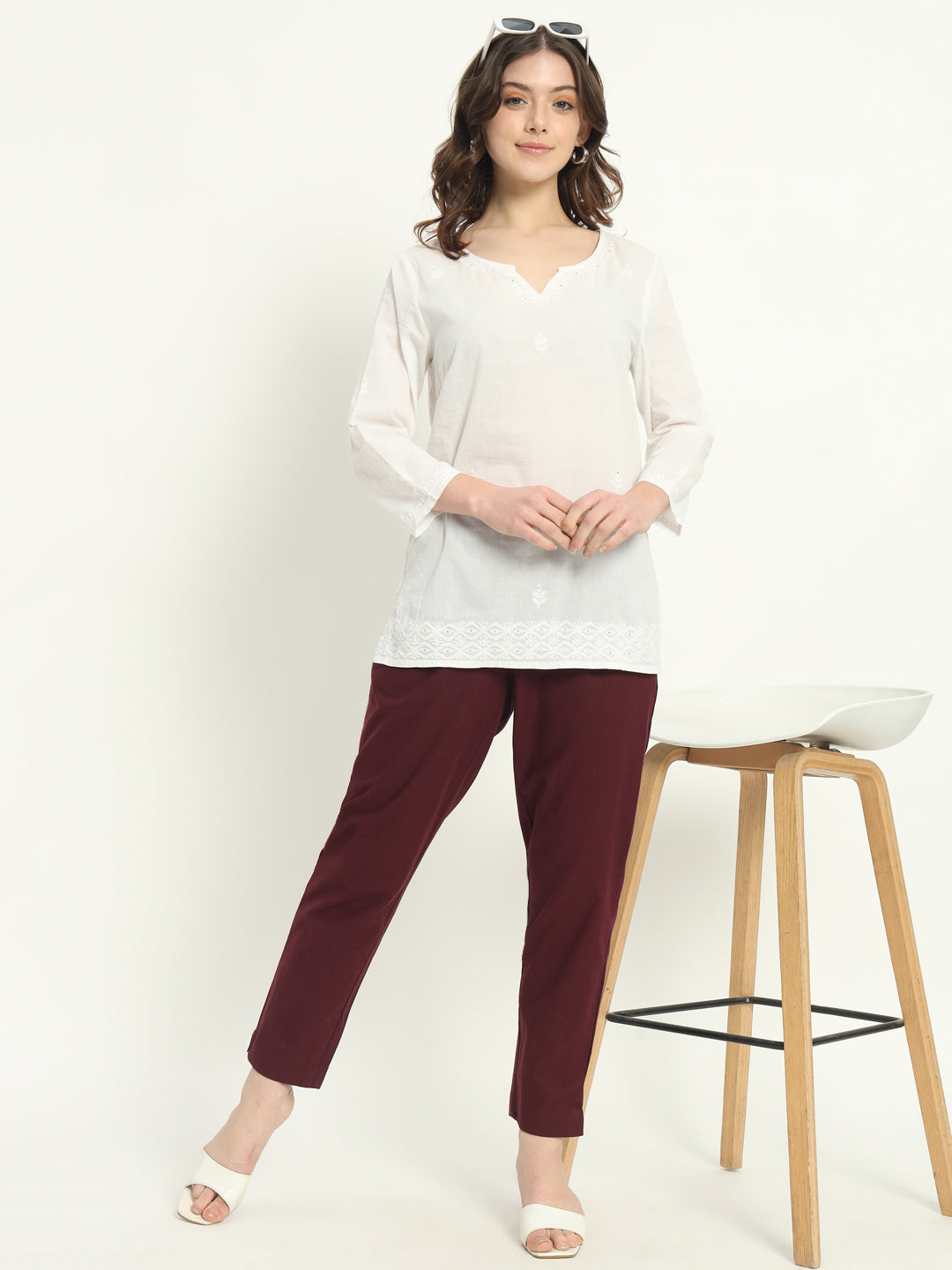 WINE COTTON PANTS - SKYTICK