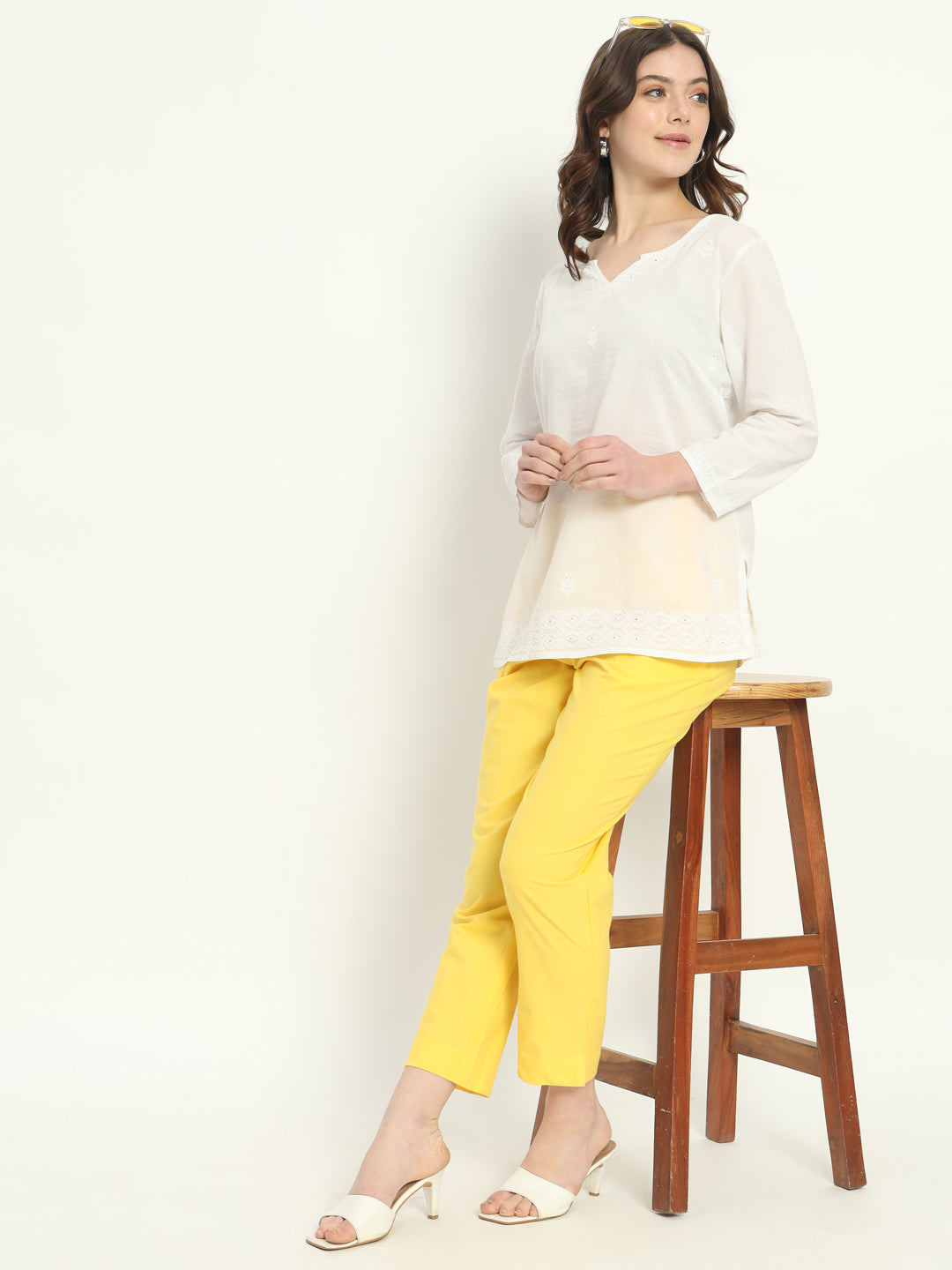 YELLOW COTTON PANTS - SKYTICK