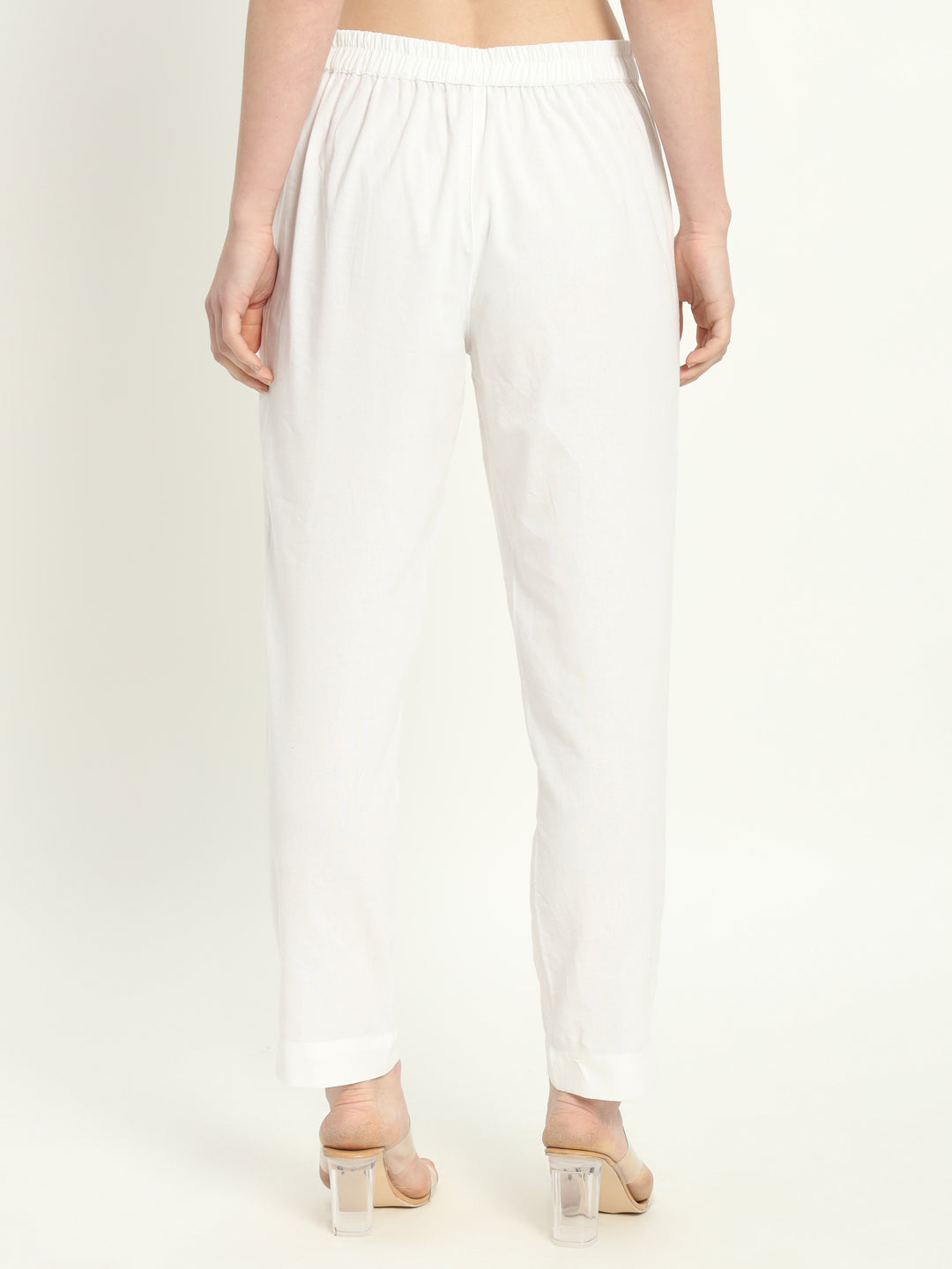 WHITE COTTON PANTS - SKYTICK