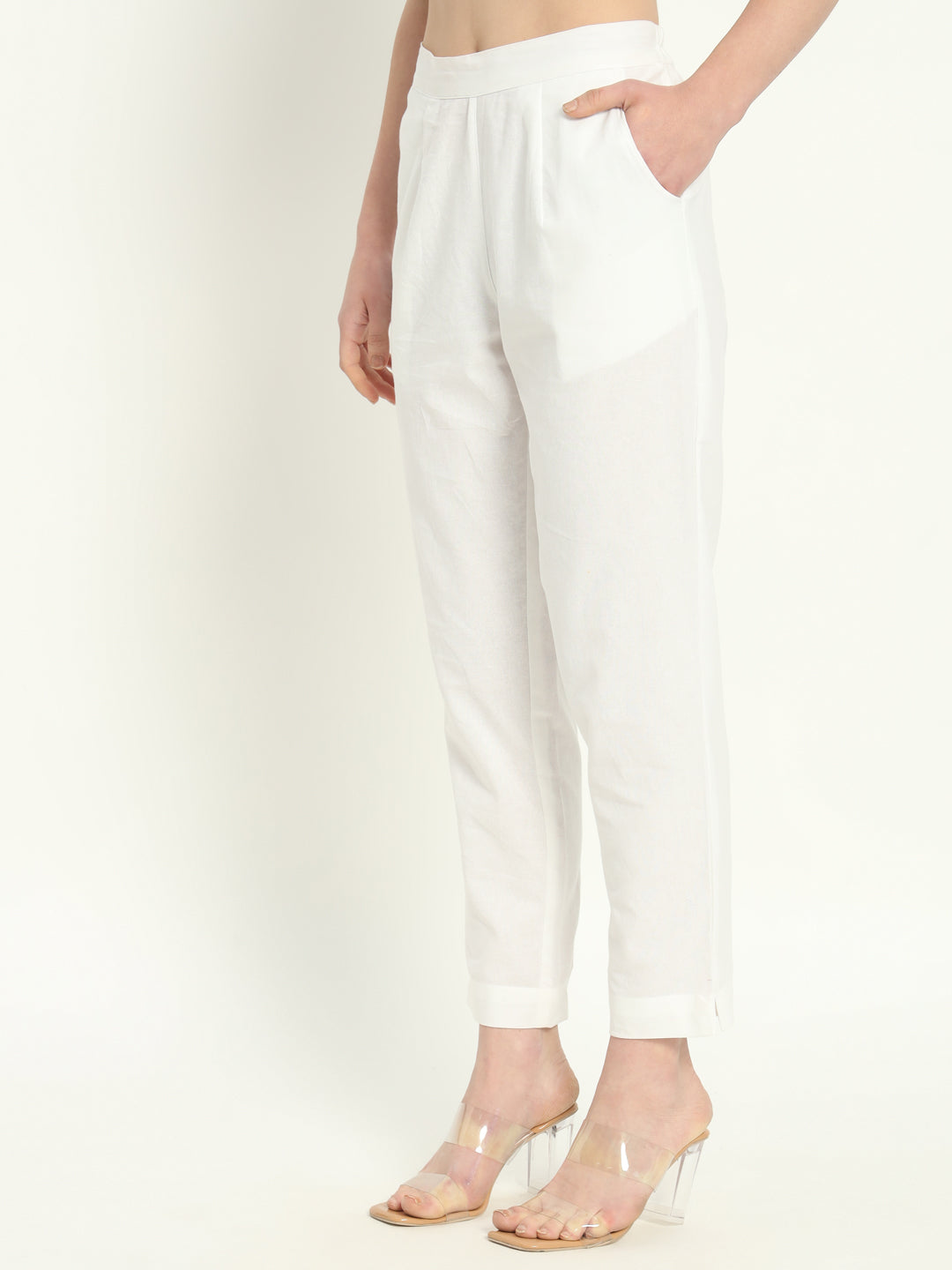 WHITE COTTON PANTS - SKYTICK