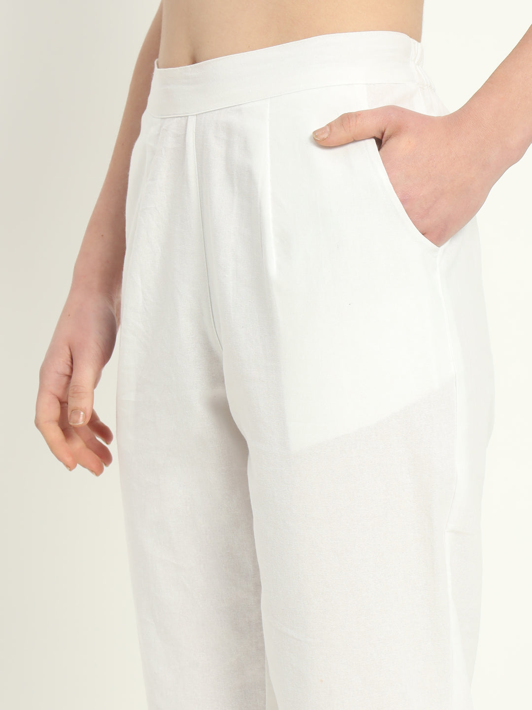 WHITE COTTON PANTS - SKYTICK