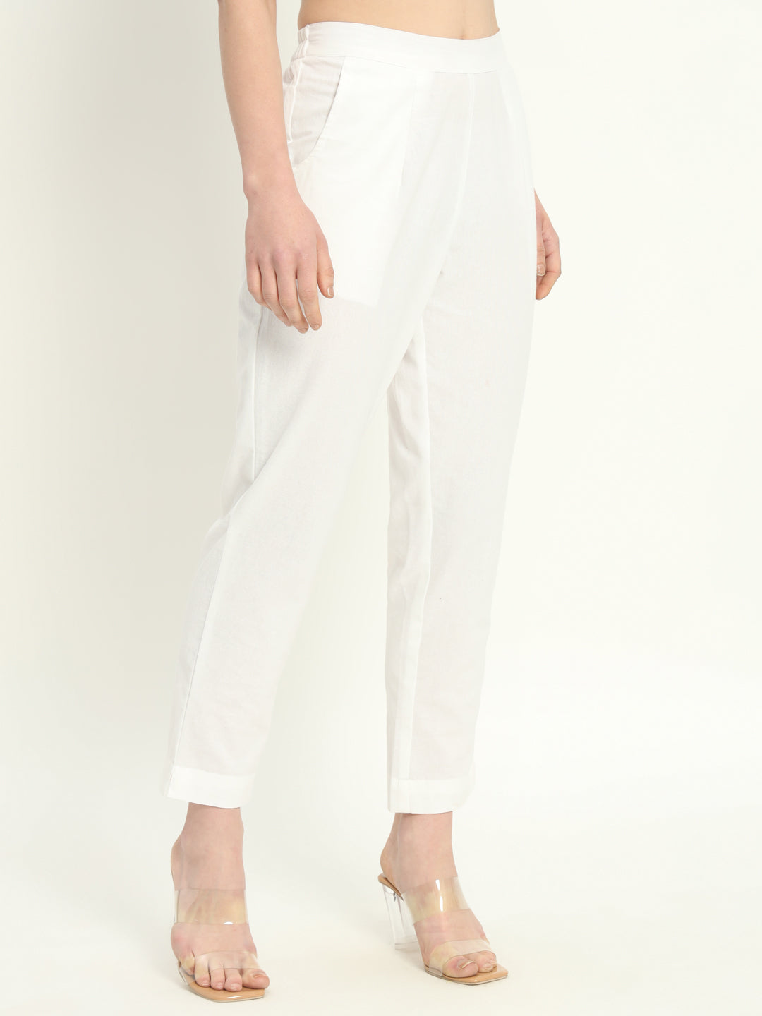 WHITE COTTON PANTS - SKYTICK