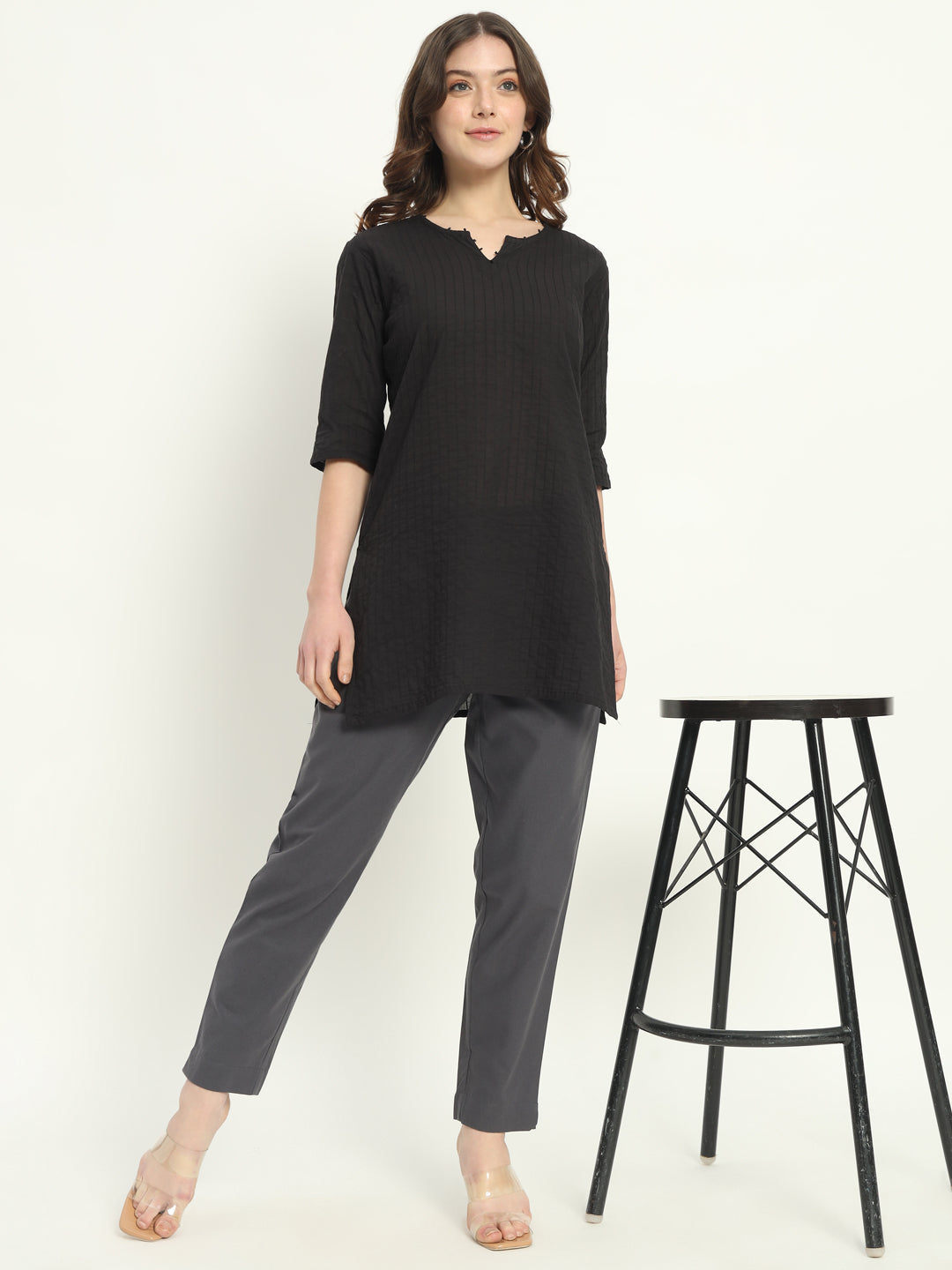 CEMENT GREY COTTON PANTS - SKYTICK