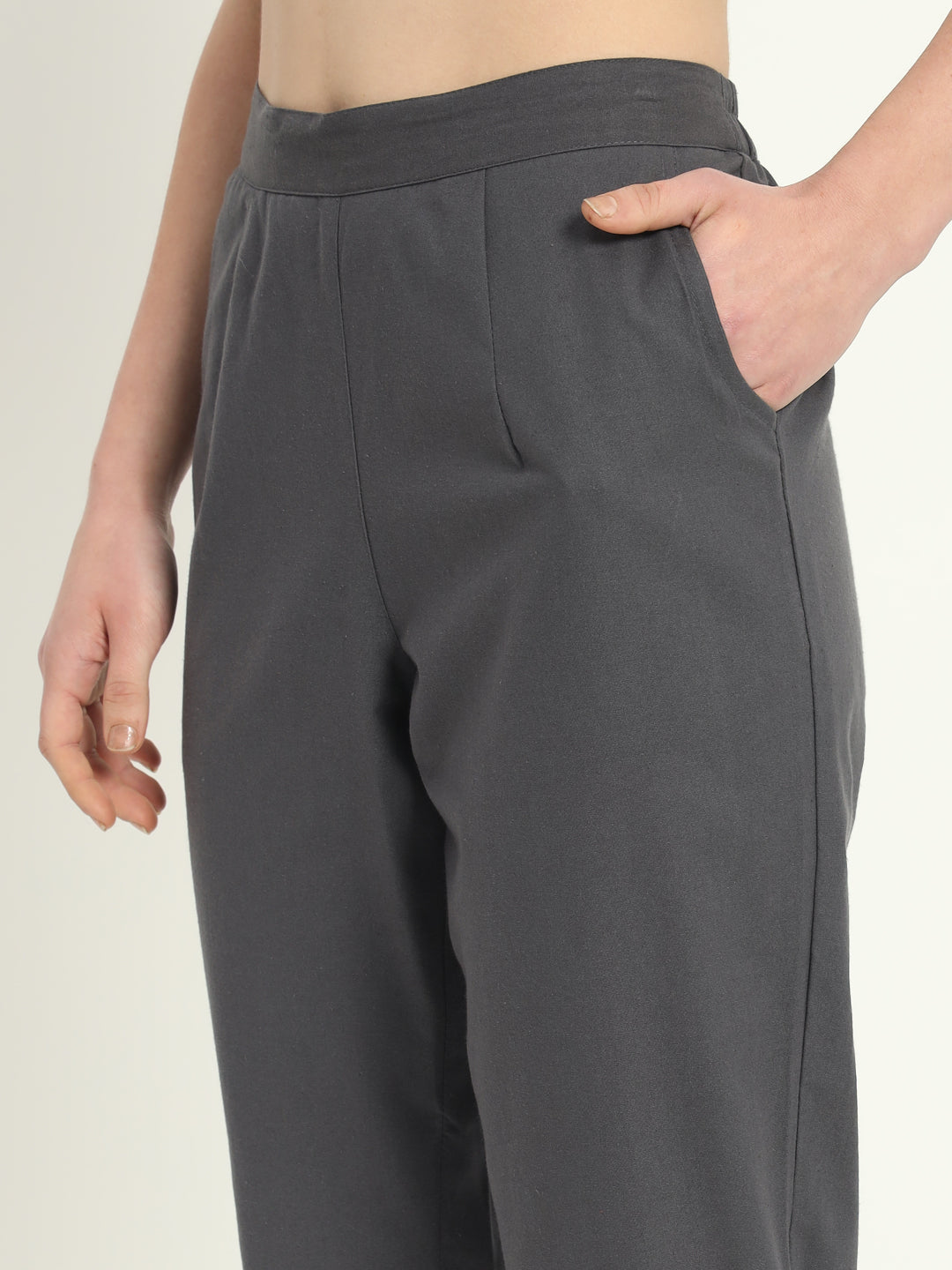 CEMENT GREY COTTON PANTS - SKYTICK