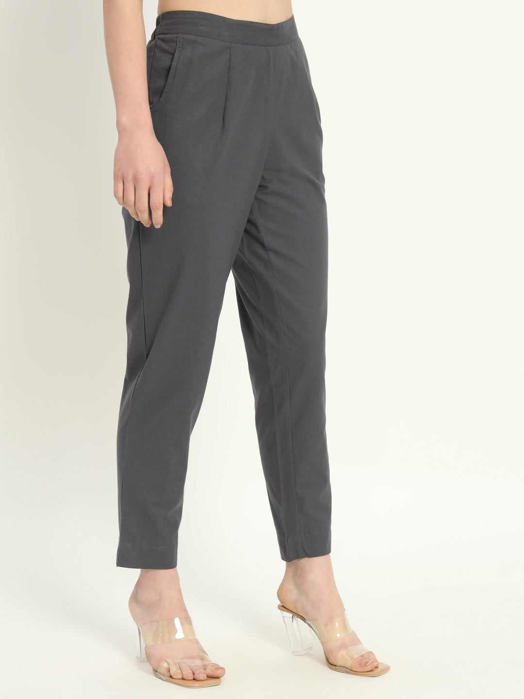 CEMENT GREY COTTON PANTS - SKYTICK