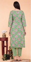 Green Flower Heavy Yoke Dupatta Set