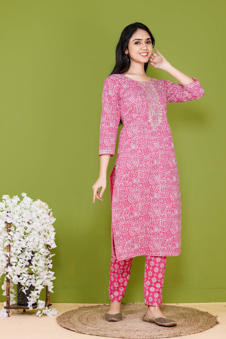 Pink Barik Jaal Pittan Work Dupatta Set