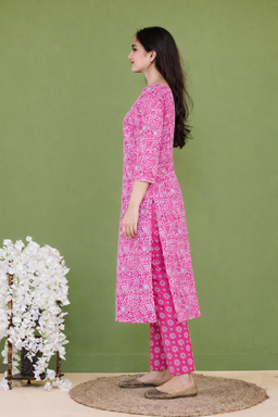 Pink Jaal Heavy Mirror Yoke Dupatta Set