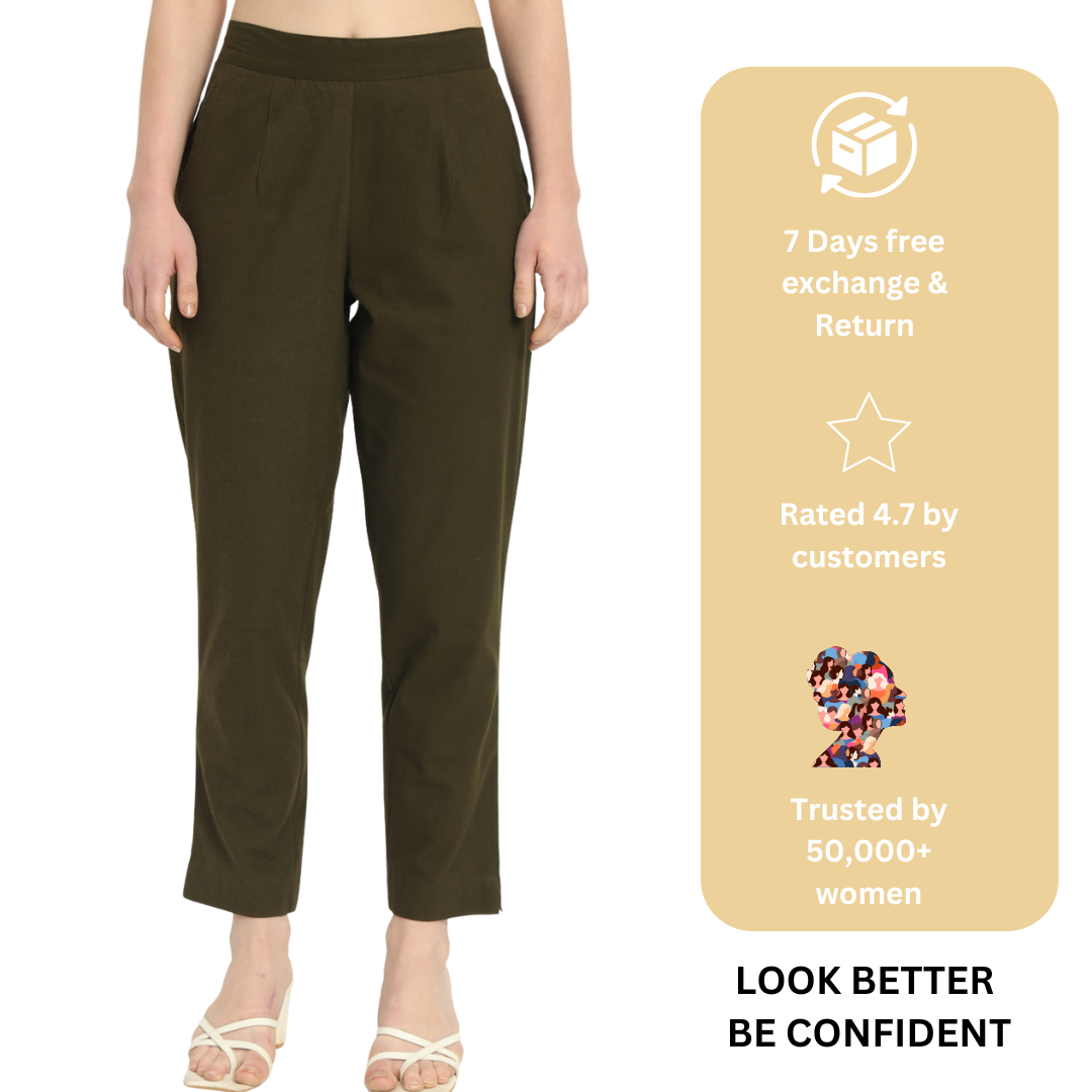 OLIVE GREEN COTTON PANTS