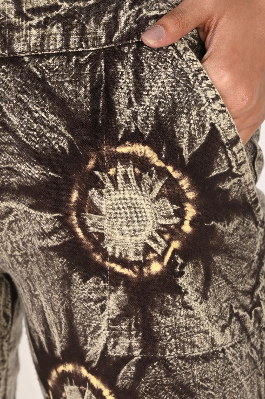 COFFEE BROWN BANDHEJ COTTON PANTS - SKYTICK