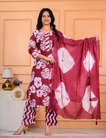 Cotton Kurta Pant Dupatta Set