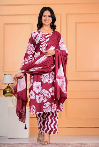 Cotton Kurta Pant Dupatta Set