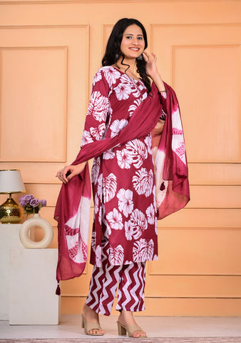 Cotton Kurta Pant Dupatta Set