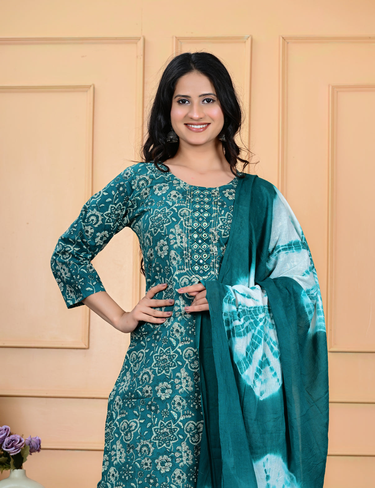 Cotton Kurta Pant Dupatta Set