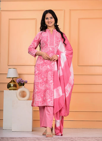 Cotton Kurta Pant Dupatta Set