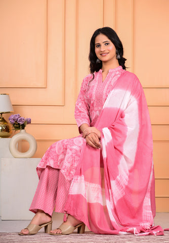 Cotton Kurta Pant Dupatta Set