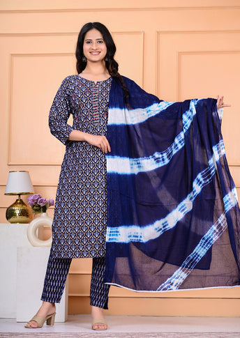 Cotton Kurta Pant Dupatta Set