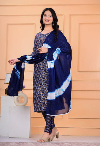 Cotton Kurta Pant Dupatta Set