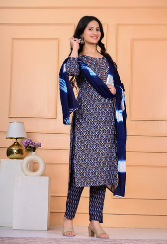 Cotton Kurta Pant Dupatta Set