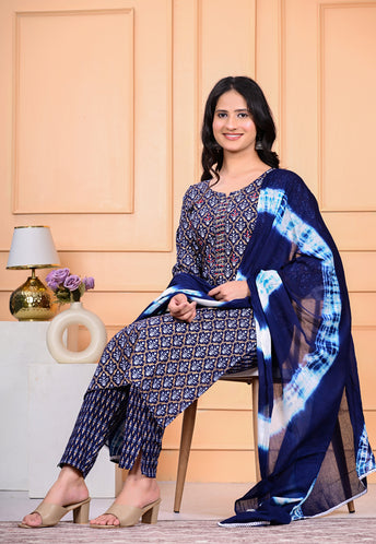 Cotton Kurta Pant Dupatta Set