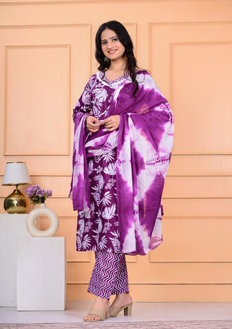 Cotton Kurta Pant Dupatta Set