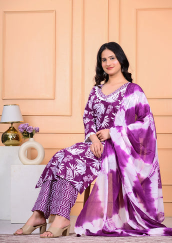 Cotton Kurta Pant Dupatta Set