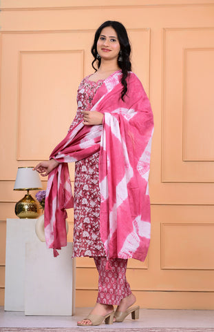 Cotton Kurta Pant Dupatta Set