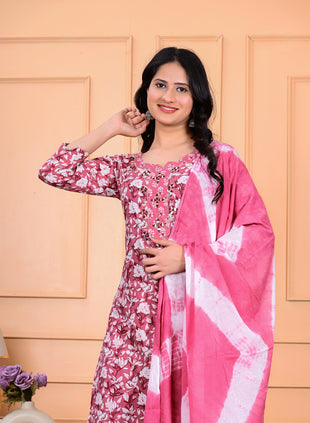 Cotton Kurta Pant Dupatta Set