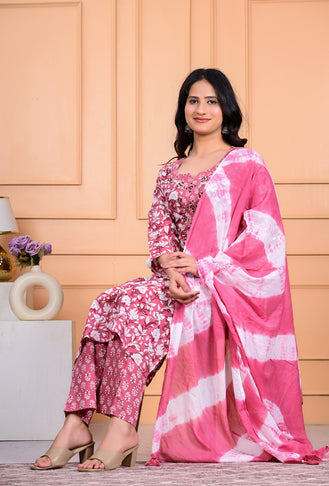 Cotton Kurta Pant Dupatta Set