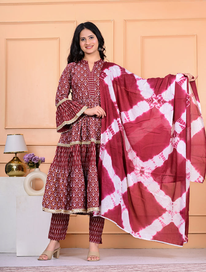 Cotton Kurta Pant Dupatta Set