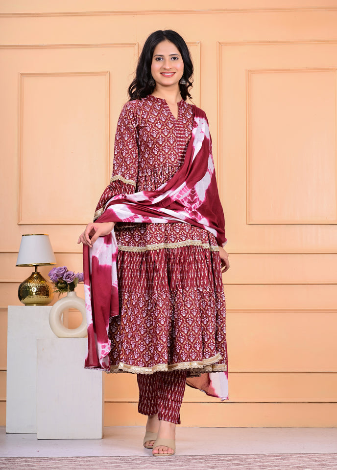 Cotton Kurta Pant Dupatta Set