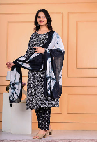 Cotton Kurta Pant Dupatta Set