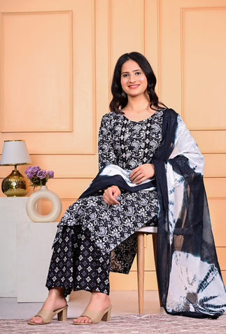 Cotton Kurta Pant Dupatta Set