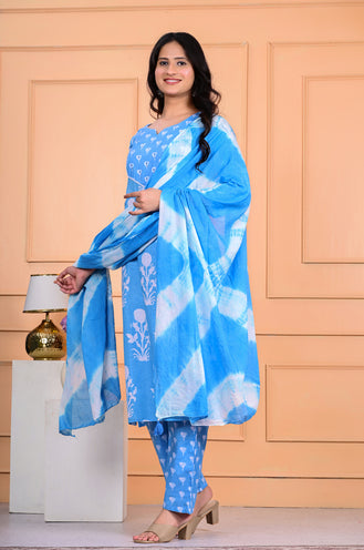 Cotton Kurta Pant Dupatta Set