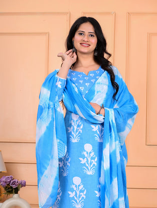 Cotton Kurta Pant Dupatta Set