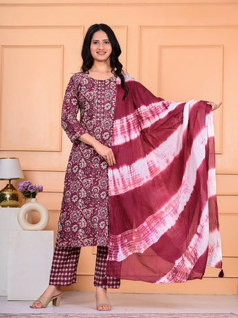 Cotton Kurta Pant Dupatta Set