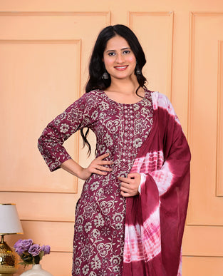 Cotton Kurta Pant Dupatta Set