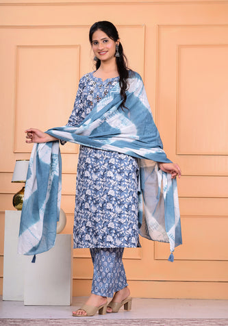Cotton Kurta Pant Dupatta Set
