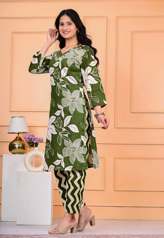 Cotton Kurta Pant Dupatta Set