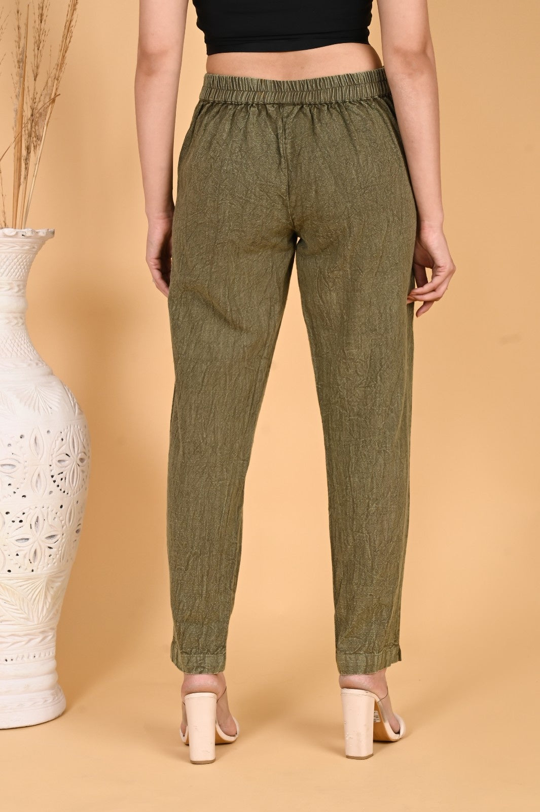 WOOD YELLOW DENIM COTTON PANTS - SKYTICK