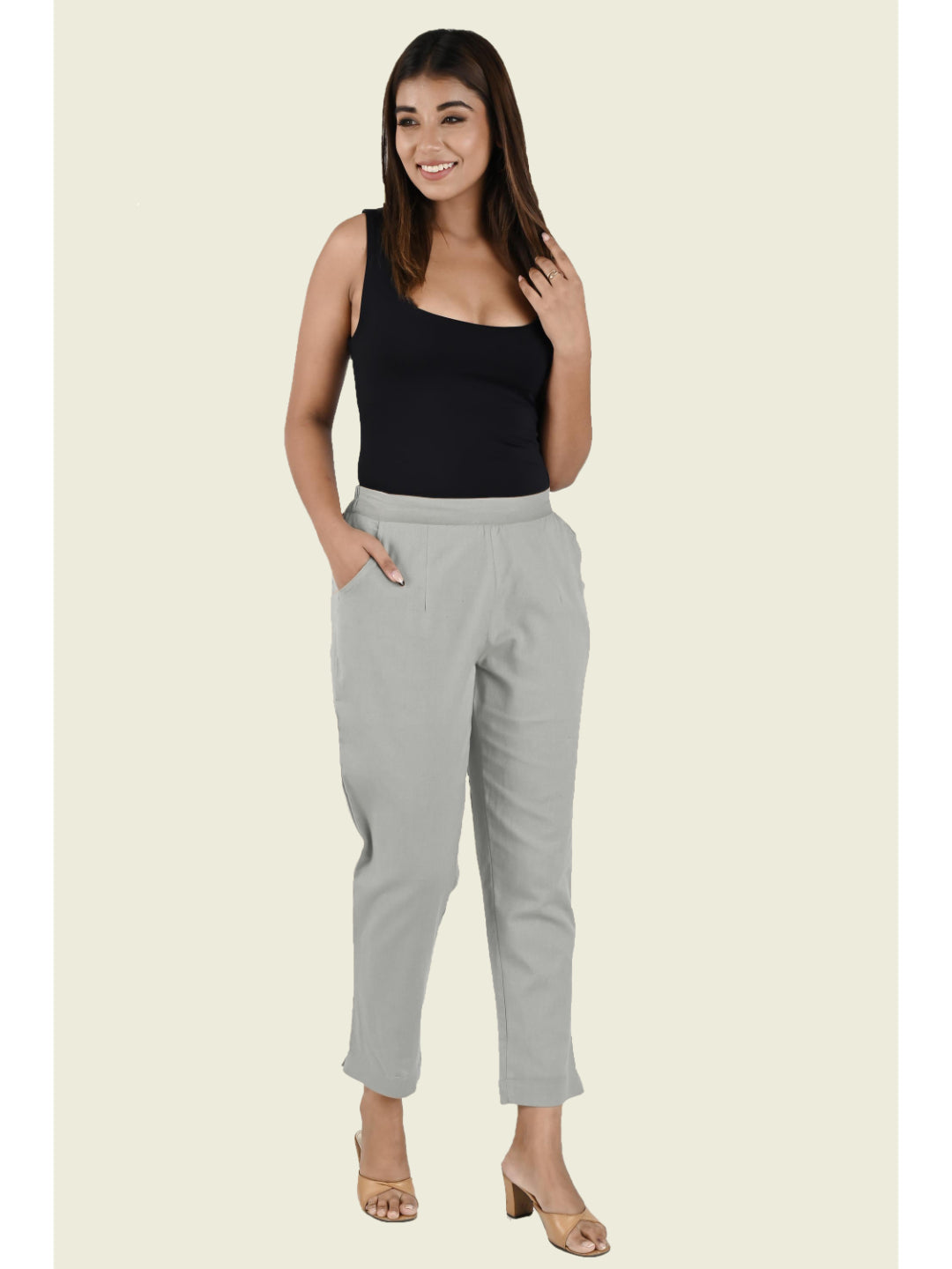 GREY COTTON PANTS - SKYTICK