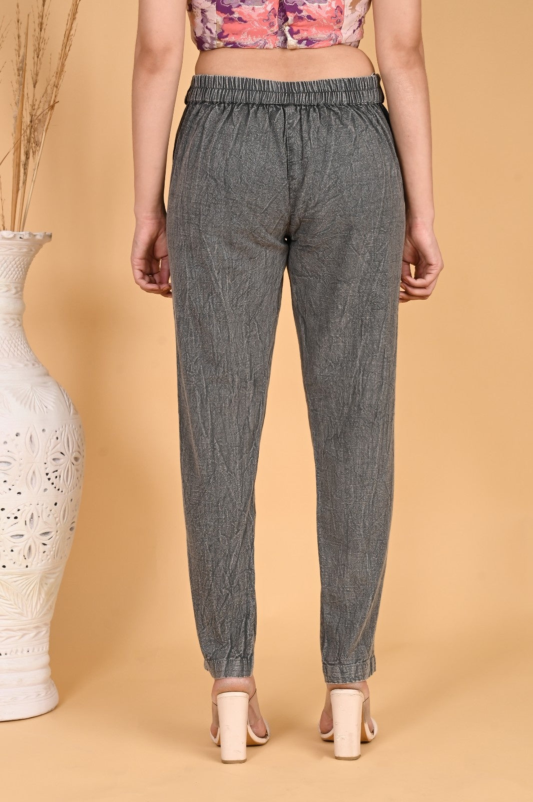 WOOD YELLOW DENIM COTTON PANTS - SKYTICK