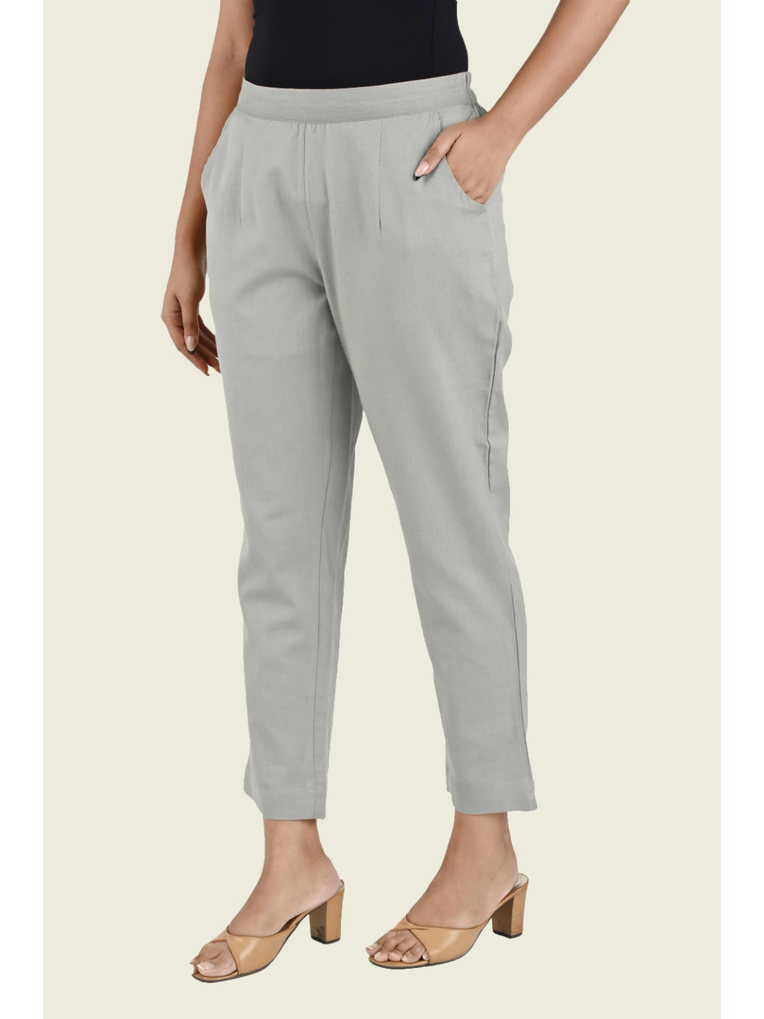 GREY COTTON PANTS - SKYTICK