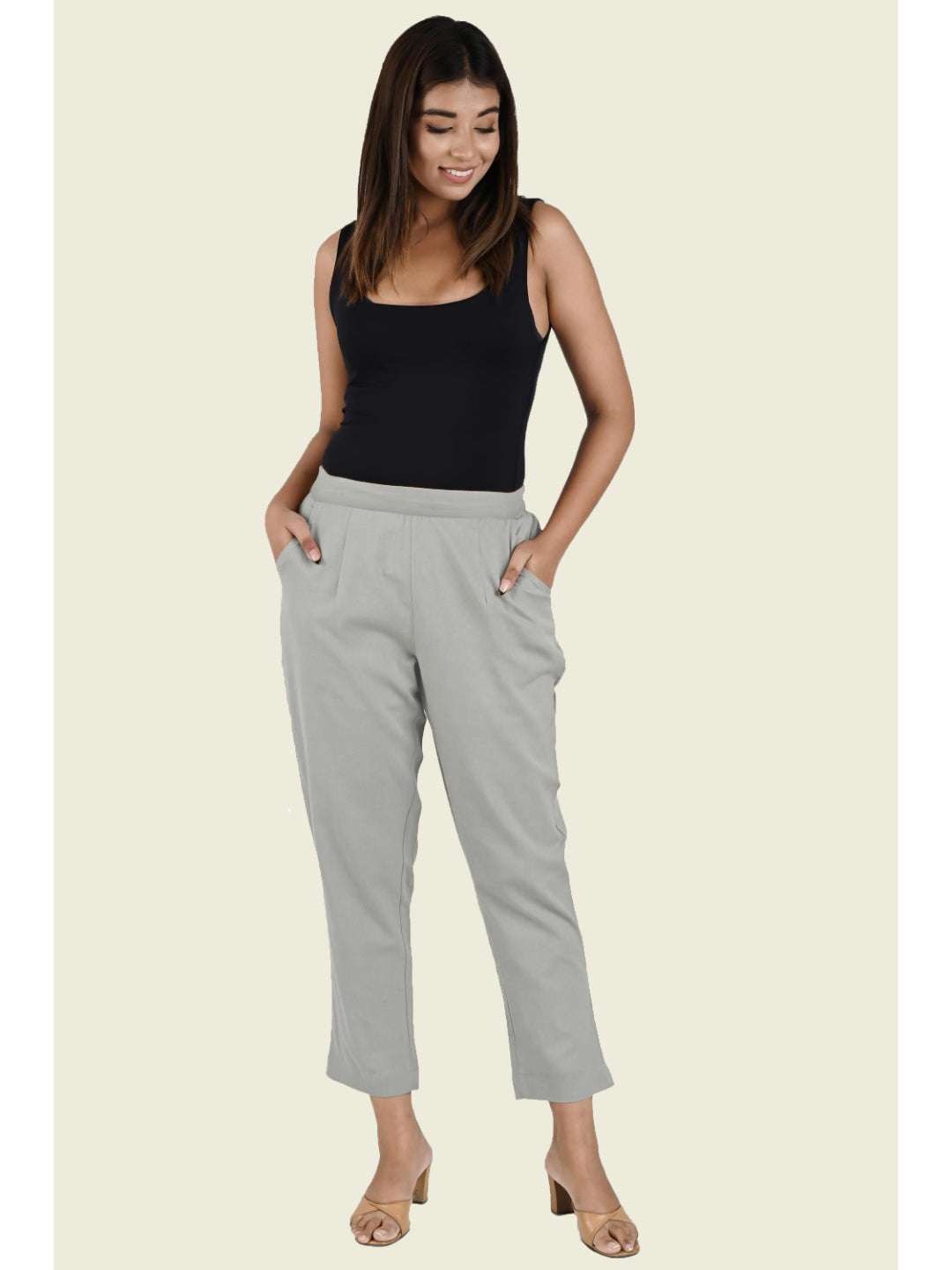 GREY COTTON PANTS - SKYTICK