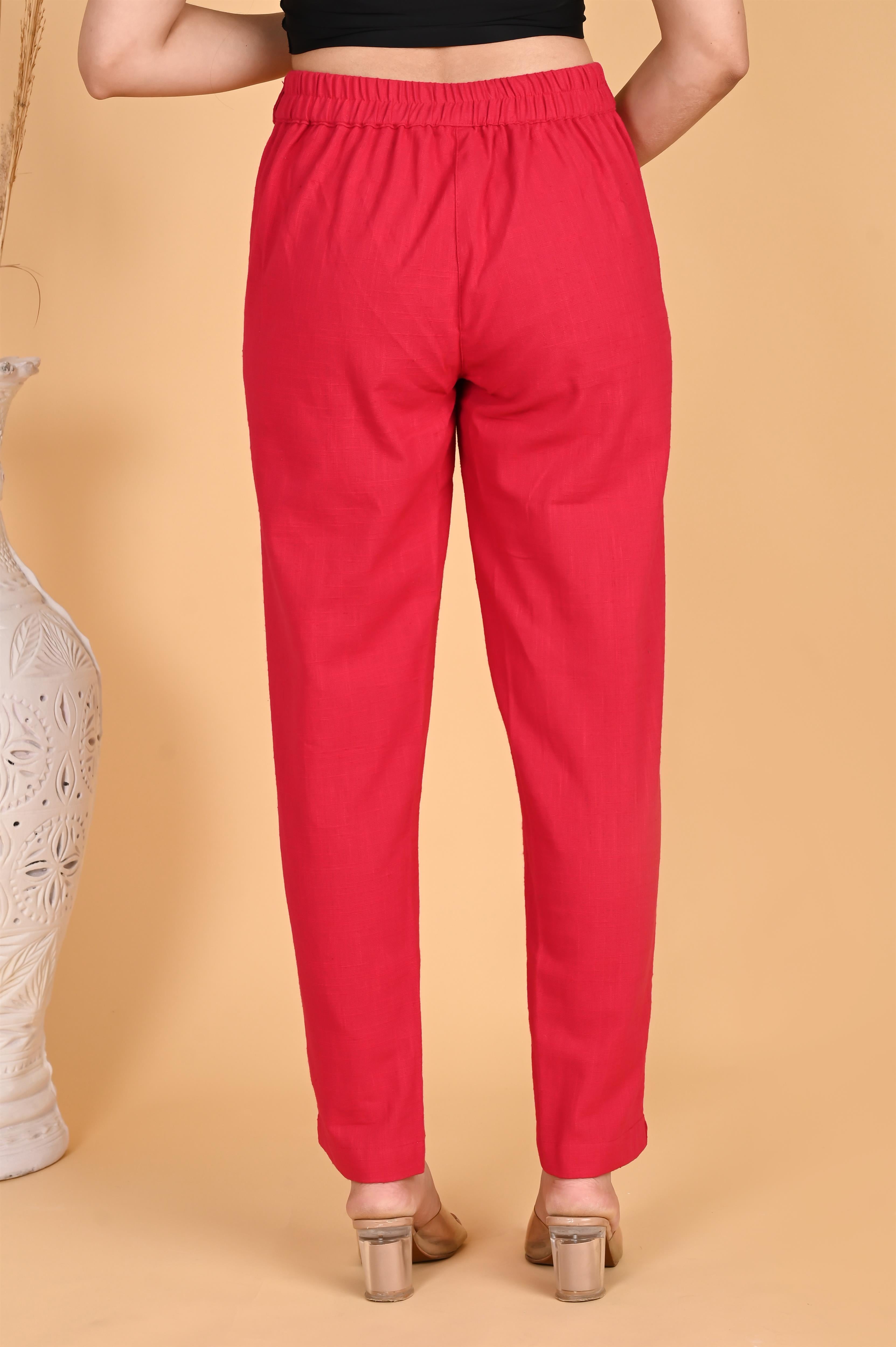RED CLASSIC COTTON PANTS - SKYTICK